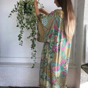 Women's Floral Peacock Kimono Beach Cover Up